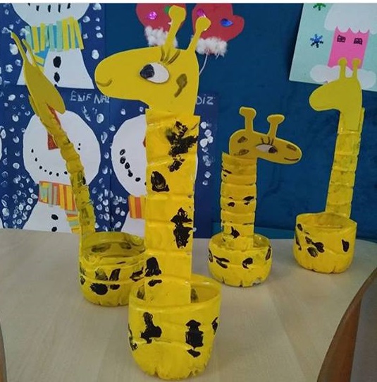 plastic bottle giraffe craft Preschool and Homeschool